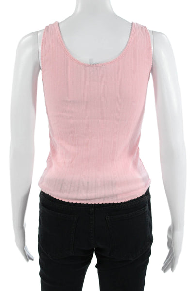 J Crew Womens Pink Cotton Sleeveless Basic Tank Round Neck Button Size XS