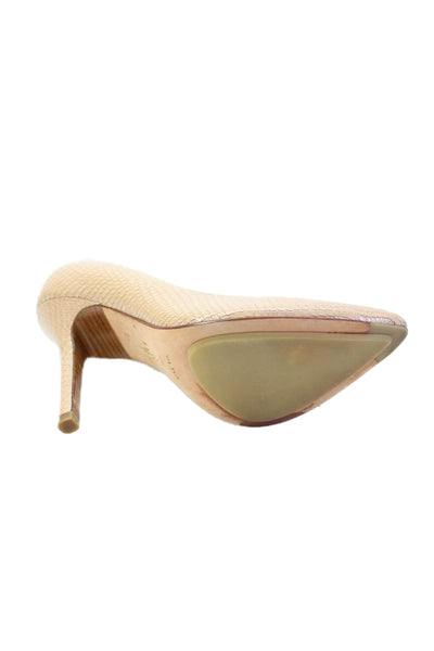 Cole Haan Womens Pointed Toe Faux Snakeskin Heels Beige Size 8