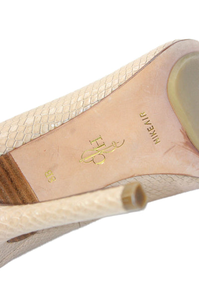 Cole Haan Womens Pointed Toe Faux Snakeskin Heels Beige Size 8