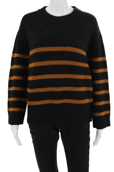 Magaschoni Unisex Black Striped Crew Neck Pullover Sweater Size S