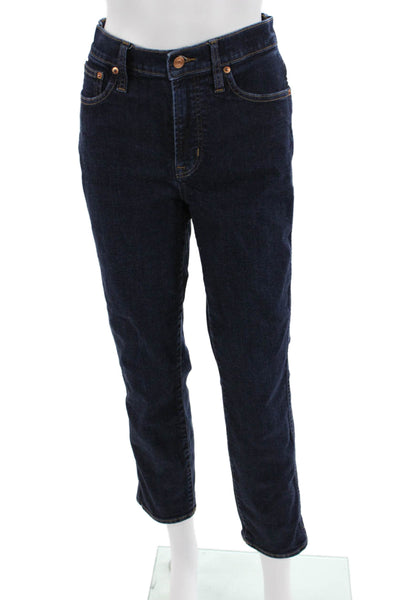 J Crew Womens Ankle Straight Jeans Dark Blue Mid Rise Size 29