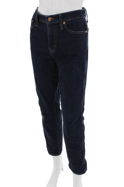J Crew Womens Ankle Straight Jeans Dark Blue Mid Rise Size 29