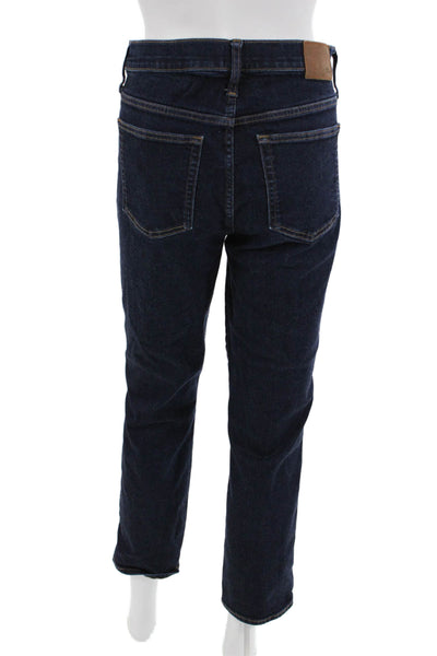 J Crew Womens Ankle Straight Jeans Dark Blue Mid Rise Size 29