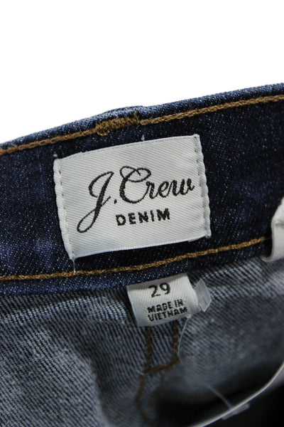 J Crew Womens Ankle Straight Jeans Dark Blue Mid Rise Size 29