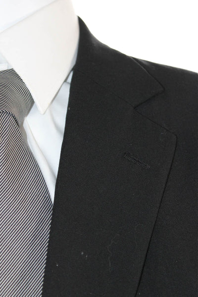 Pronto Uomo Mens 2 Piece Black Worsted Wool Suit Big & Tall Size 50