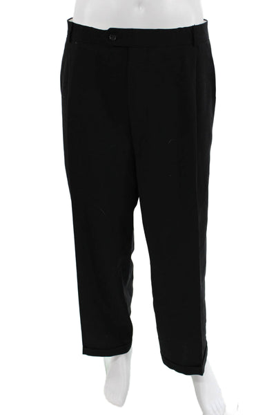 Pronto Uomo Mens 2 Piece Black Worsted Wool Suit Big & Tall Size 50