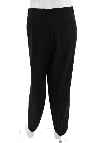 Pronto Uomo Mens 2 Piece Black Worsted Wool Suit Big & Tall Size 50
