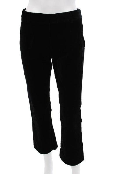 Frame Womens Cropped Pants Black Designer 80% Cotton Size 25