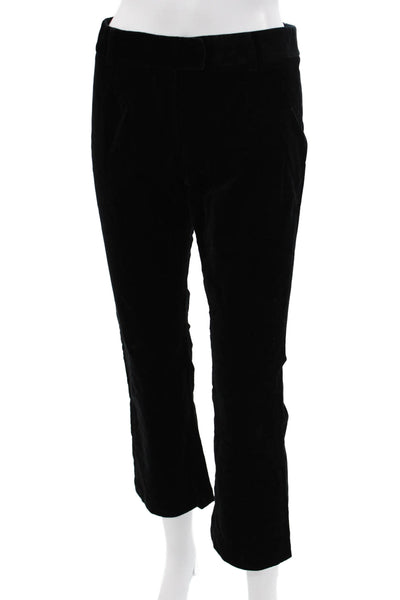 Frame Womens Cropped Pants Black Designer 80% Cotton Size 25