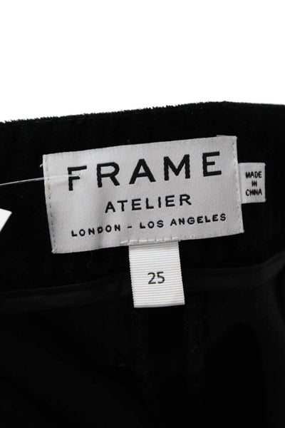 Frame Womens Cropped Pants Black Designer 80% Cotton Size 25