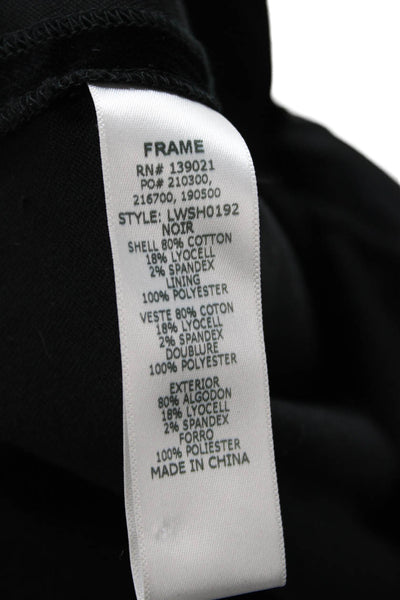 Frame Womens Cropped Pants Black Designer 80% Cotton Size 25