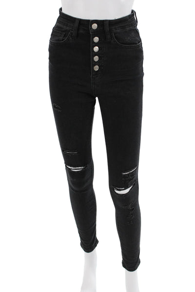 Flying Monkey Womens Skinny Ankle Black Jeans High Rise Inseam 28 Size 25