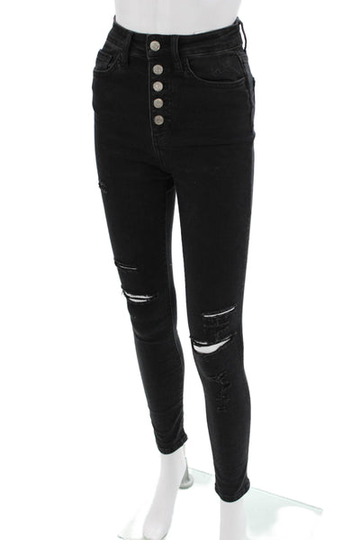 Flying Monkey Womens Skinny Ankle Black Jeans High Rise Inseam 28 Size 25