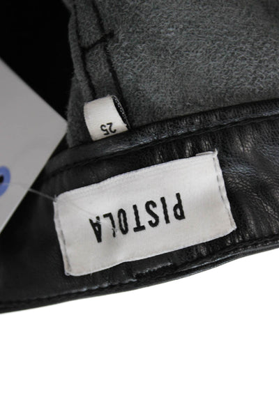Pistola Women Biker Ankle Cropped Black Polyurethane Button Pants Size 25