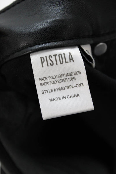 Pistola Women Biker Ankle Cropped Black Polyurethane Button Pants Size 25