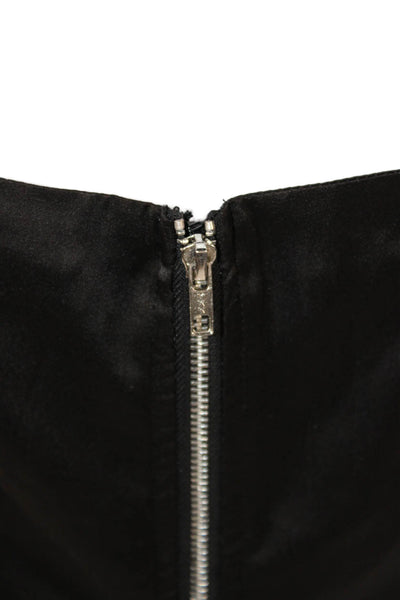 NBD Women Cropped Black Square Neck Long Sleeve Blouse Gothic Button Size S