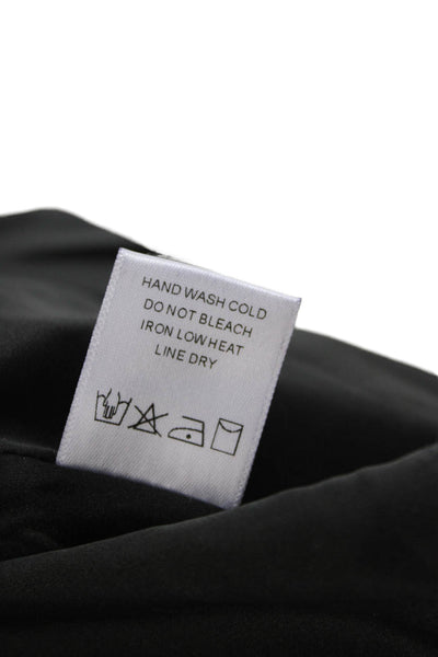 NBD Women Cropped Black Square Neck Long Sleeve Blouse Gothic Button Size S