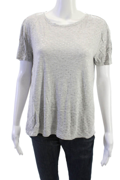 St. John Women Basic Jersey Polka Dot Gray T-Shirt Size PP