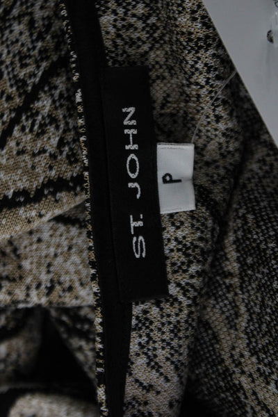 St. John Womens Wool Blend Geometric Sleeveless Tank Beige Round Neck Size PP