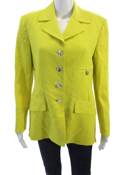Griffith Gray For St. John Women Yellow Wool Button Collared Blazer Size 4