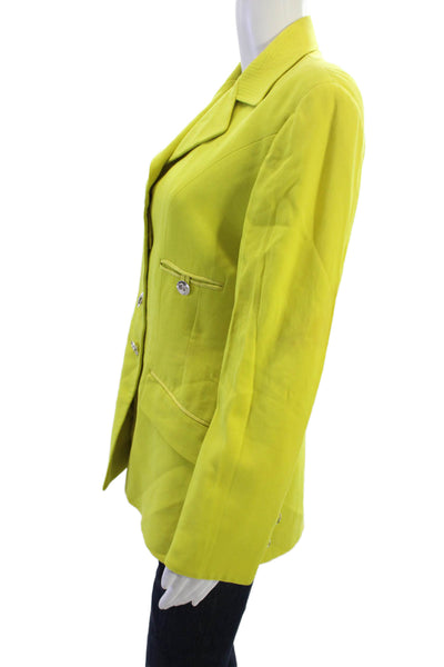 Griffith Gray For St. John Women Yellow Wool Button Collared Blazer Size 4