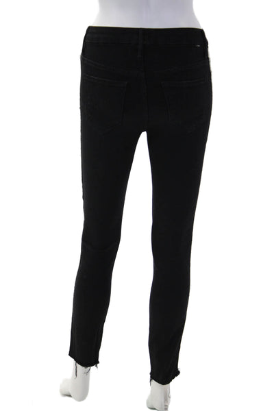 Mother Women Ankle Skinny Jeans Black High Rise Button Size 25