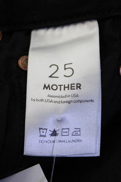 Mother Women Ankle Skinny Jeans Black High Rise Button Size 25