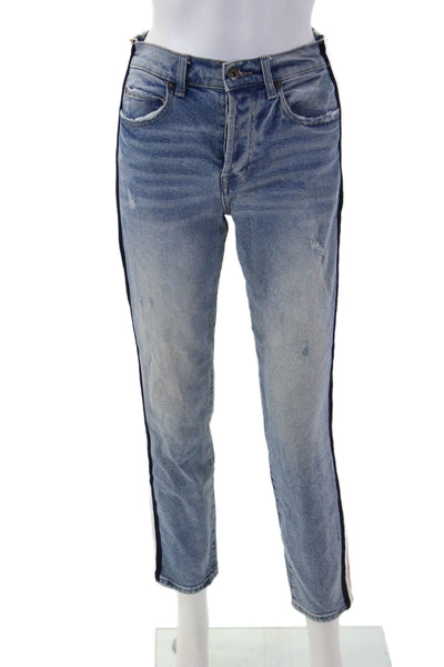 Pistola Womens Ankle Cropped Striped High Rise Blue Jeans Size 25