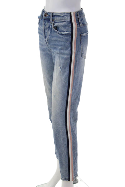Pistola Womens Ankle Cropped Striped High Rise Blue Jeans Size 25