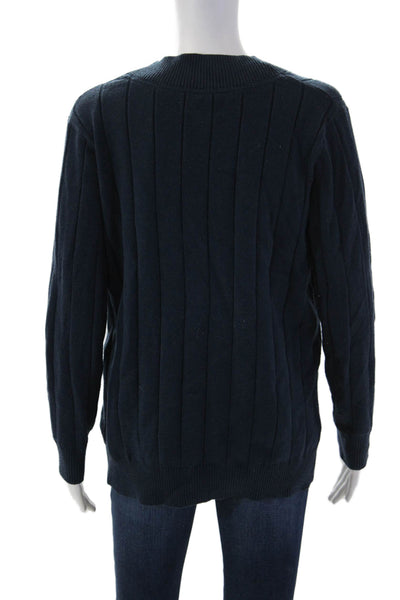 Lake Womens Cardigan V-Neck Dark Blue Button Long Sleeve Size S