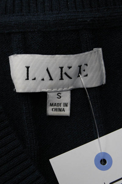 Lake Womens Cardigan V-Neck Dark Blue Button Long Sleeve Size S