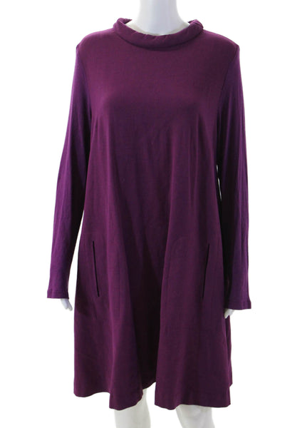 Me + Em Womens Sweater Dress Purple Mock Neck Long Sleeve Midi Size 2XL
