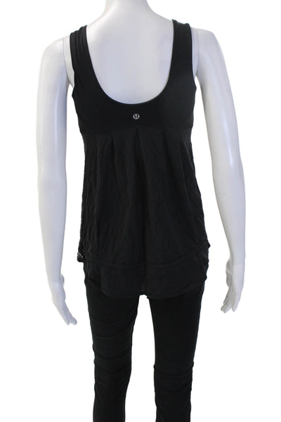 Lululemon Womens Black Basic Nylon Blend Sleeveless Square Neck Tank Size XS