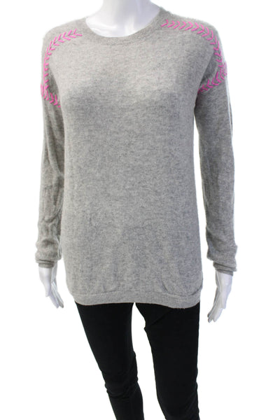 Aqua Cashmere Women Gray Crew Neck Pullover Sweater 50% Modal Cotton Size XS