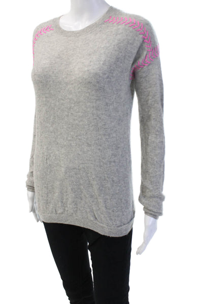 Aqua Cashmere Women Gray Crew Neck Pullover Sweater 50% Modal Cotton Size XS