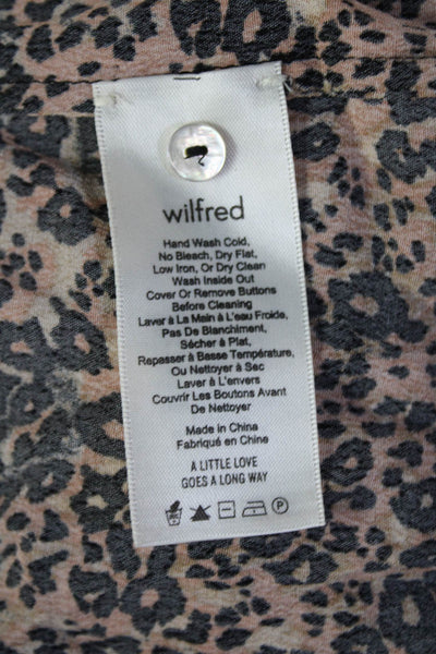 Wilfred Women Beige Animal Print V-Neck Long Sleeve Shirt Dress Size XS