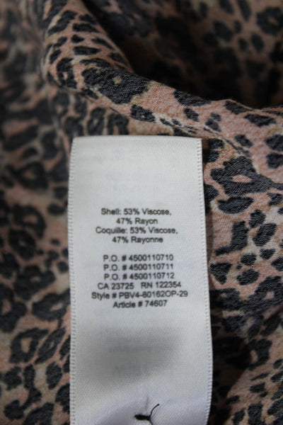 Wilfred Women Beige Animal Print V-Neck Long Sleeve Shirt Dress Size XS