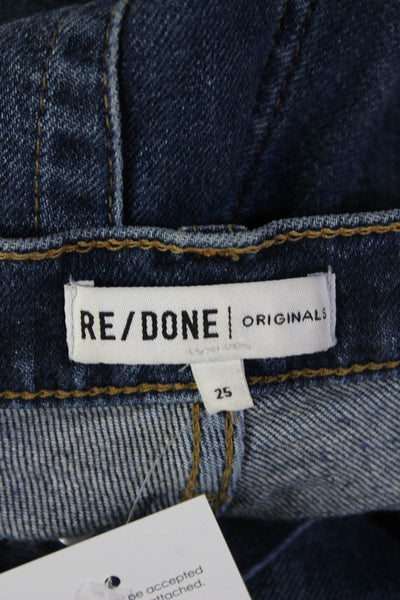 Re/Done Womens Ankle Cropped Straight Jeans Dark Blue Mid Rise Size 25