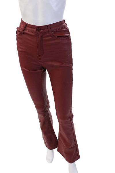 Edikted Womens Red Mid Rise Pants Button 30in Inseam Size S