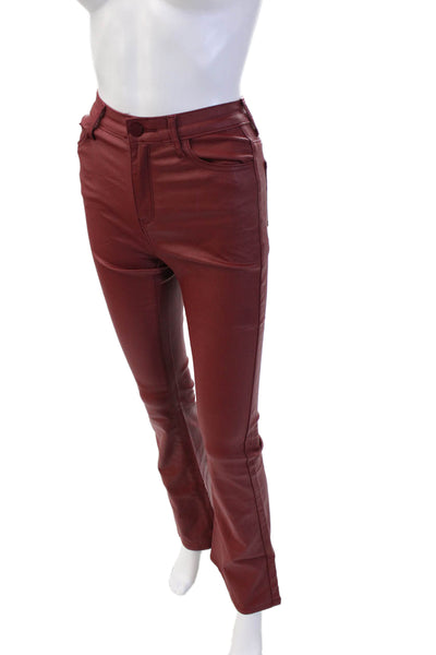 Edikted Womens Red Mid Rise Pants Button 30in Inseam Size S