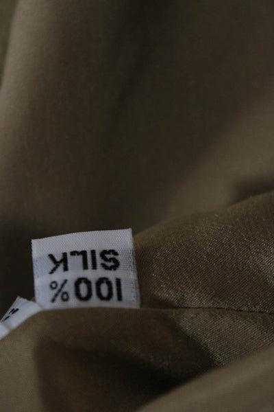 Oscar de la Renta Womens Silk Collared 3/4 Sleeve Beige Jacket Size 8