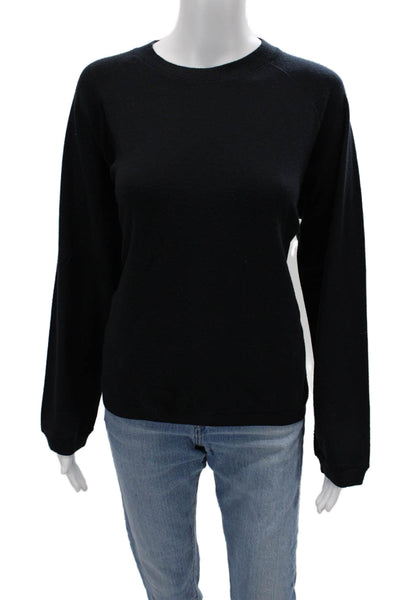 Giorgio Armani Womens Black Cotton Blend Crew Neck Pullover Sweater Size 36