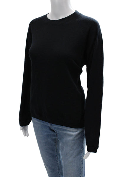 Giorgio Armani Womens Black Cotton Blend Crew Neck Pullover Sweater Size 36
