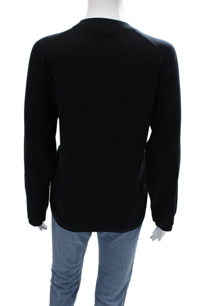 Giorgio Armani Womens Black Cotton Blend Crew Neck Pullover Sweater Size 36