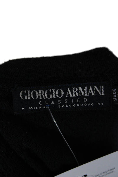 Giorgio Armani Womens Black Cotton Blend Crew Neck Pullover Sweater Size 36