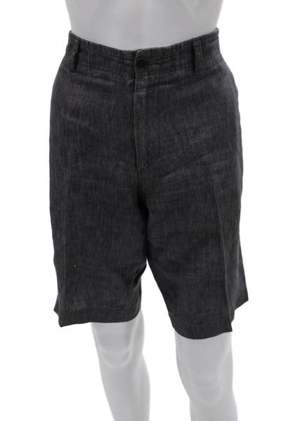Theory Mens Chino Shorts Dark Gray Linen Button Size 32