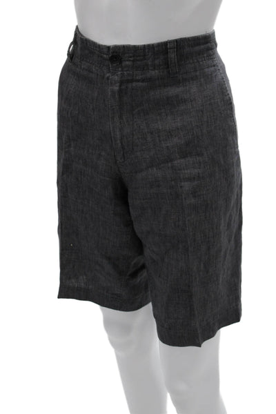 Theory Mens Chino Shorts Dark Gray Linen Button Size 32