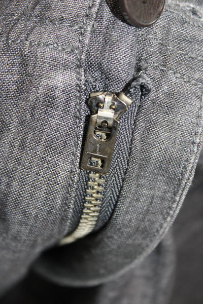 Theory Mens Chino Shorts Dark Gray Linen Button Size 32