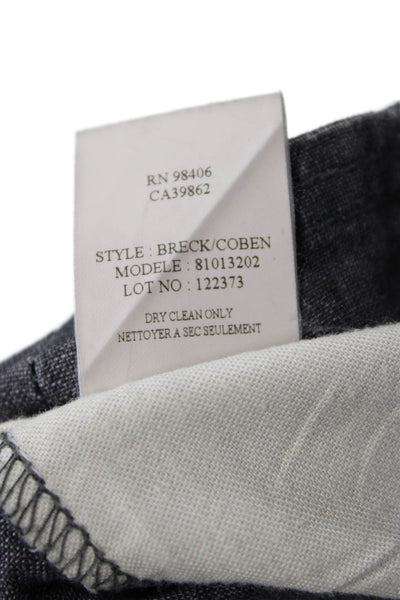 Theory Mens Chino Shorts Dark Gray Linen Button Size 32