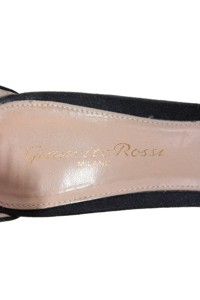 Gianvito Rossi Womens Fringed Detail Open Toe Stiletto Heels Black Size EUR 7.5